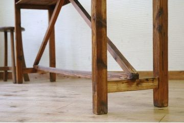 アンティーク家具　★古い木味が素敵な縫製工場の横長作業台10