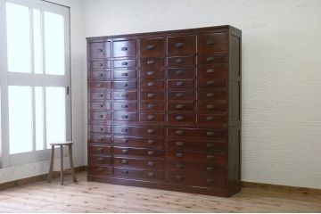 アンティーク家具　◇古い木の大きな二段重ね引き出し