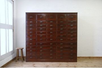 アンティーク家具　◇古い木の大きな二段重ね引き出し
