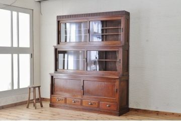 極上美品!古いタモ材の三段重ね収納棚