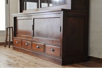 極上美品!古いタモ材の三段重ね収納棚