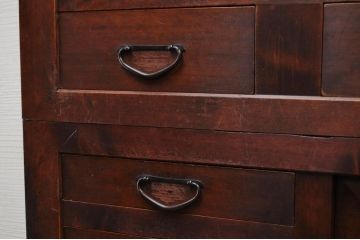 極上美品!モダンな結霜ガラス五尺水屋箪笥