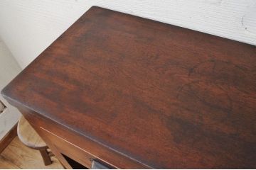 アンティーク家具　古いナラ材の引き出し付カウンターテーブル