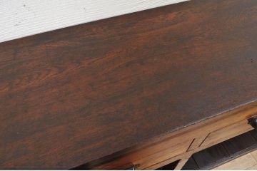 アンティーク家具　古いナラ材の引き出し付カウンターテーブル