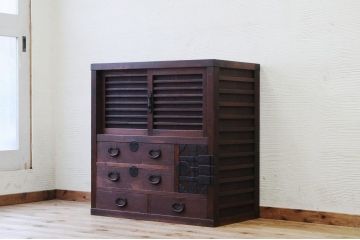 極上美品!横桟の細かな帳場箪笥