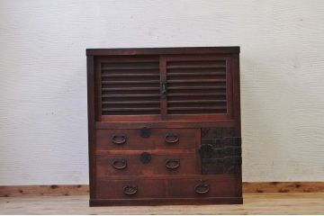 極上美品!横桟の細かな帳場箪笥