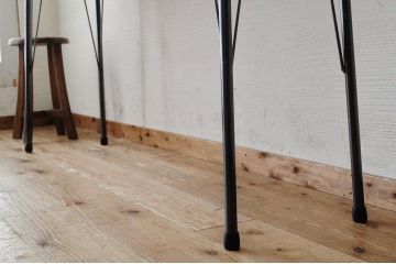 アンティーク家具　☆天板一枚板!古い木の鉄脚作業台1