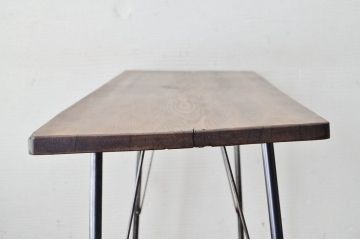 アンティーク家具　☆天板一枚板!古い木の鉄脚作業台3