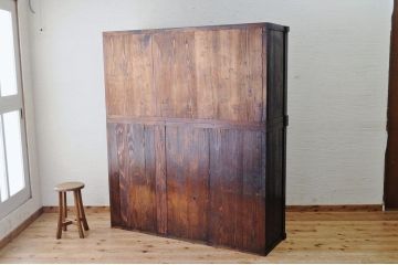 アンティーク家具　古い木のシックな二段重ね収納棚