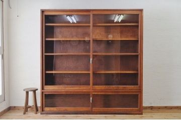 アンティーク家具　特大!古い木のシンプルな収納棚(本棚)