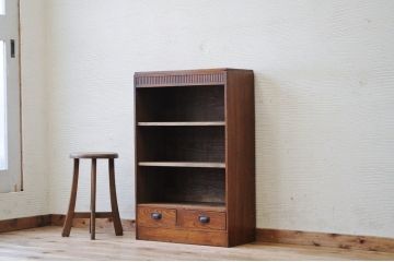 アンティーク家具　古い引き出し付き本棚