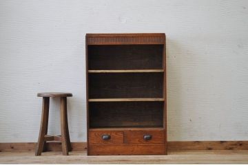 アンティーク家具　古い引き出し付き本棚