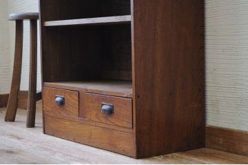 アンティーク家具　古い引き出し付き本棚