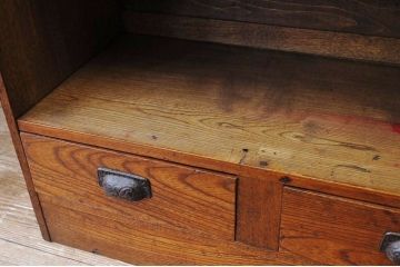 アンティーク家具　古い引き出し付き本棚