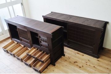 アンティーク家具　重厚!古い木の6尺水屋箪笥