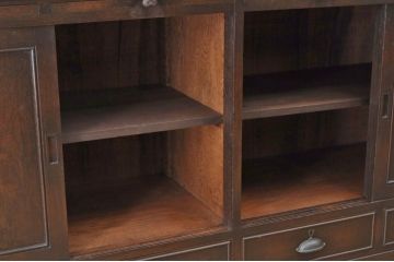 アンティーク家具　総楢材!古いお屋敷の上質な作業台付食器棚