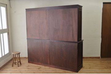 アンティーク家具　総楢材!古いお屋敷の上質な作業台付食器棚