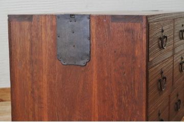 アンティーク家具　古い木のシンプルな引き出しローボード