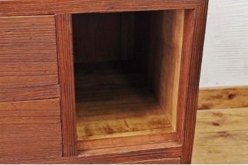 アンティーク家具　古い木のシンプルな引き出しローボード