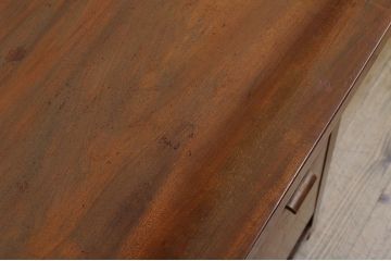 アンティーク家具　古いブナ材のモールガラスキッチンテーブル(作業台)