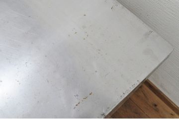 アンティーク家具　古いブナ材のモールガラスキッチンテーブル(作業台)