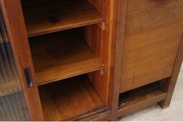 アンティーク家具　古いブナ材のモールガラスキッチンテーブル(作業台)