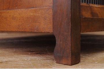 アンティーク家具　古いブナ材のモールガラスキッチンテーブル(作業台)