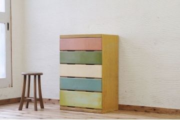 レトロ家具　レトロなカラー引き出しチェスト1