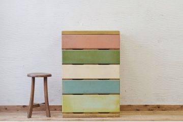 レトロ家具　レトロなカラー引き出しチェスト1