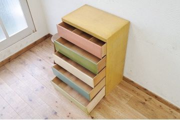 レトロ家具　レトロなカラー引き出しチェスト1