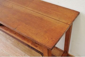 アンティーク家具　古いナラ材の横長作業台(机)1