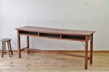 アンティーク家具　古いナラ材の横長作業台(机)1