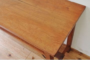 アンティーク家具　古いナラ材の横長作業台(机)2