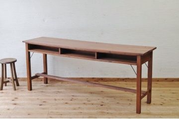 アンティーク家具　古いナラ材の横長作業台(机)2
