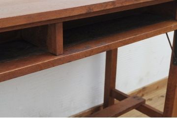 アンティーク家具　古いナラ材の横長作業台(机)3