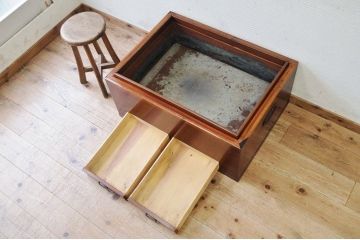 アンティーク雑貨　美品!古い欅材の大きな長火鉢