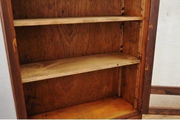 アンティーク家具　古い木の上質なダイヤガラス本箱