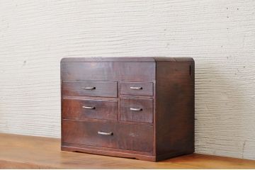 アンティーク雑貨　美品!桑材の張り　古い裁縫箱(針箱)