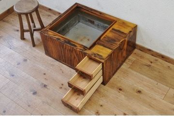 アンティーク雑貨　極上美品!総黒柿長火鉢