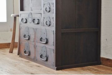 アンティーク家具　前面欅!古い商家のシックな帳場箪笥