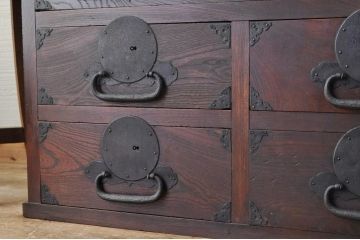 アンティーク家具　前面欅!古い商家のシックな帳場箪笥