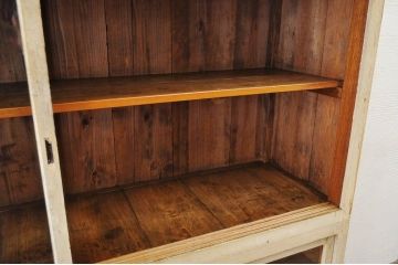 アンティーク家具　古いペイントの大きな重ね収納棚