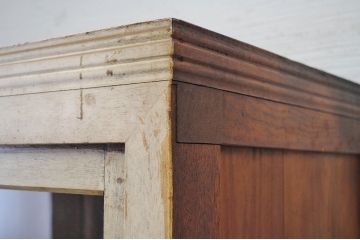 アンティーク家具　古いペイントの大きな重ね収納棚