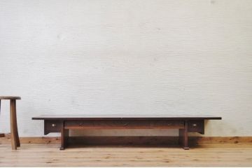 アンティーク家具　高級品!古い欅材の引き出し付一枚板裁ち板(机)