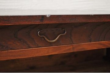 アンティーク家具　高級品!古い欅材の引き出し付一枚板裁ち板(机)