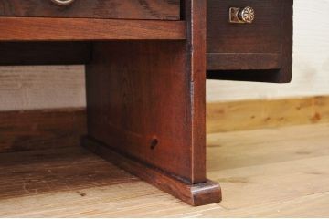 アンティーク家具　高級品!古い欅材の引き出し付一枚板裁ち板(机)