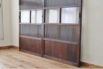 ★古いガラス格子戸2枚セット
