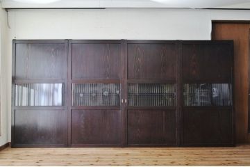 古いガラス格子帯戸4枚セット(ガラス帯戸)