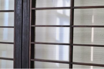 味のある古い格子ガラス引き戸2枚セット