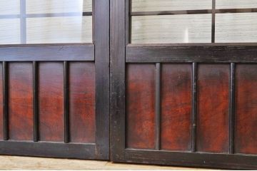 味のある古い格子ガラス引き戸2枚セット